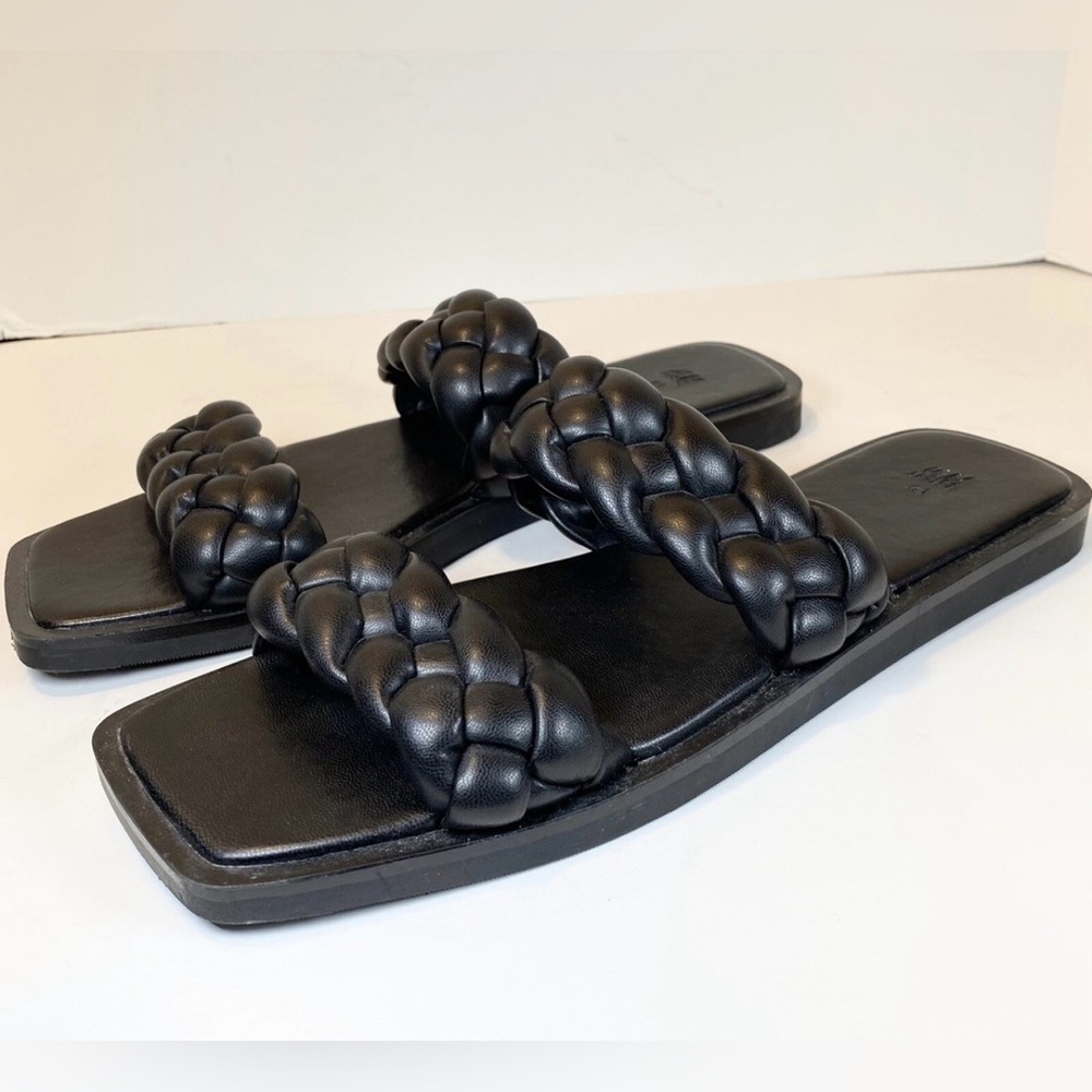 H&M Black Braided Slide Sandals